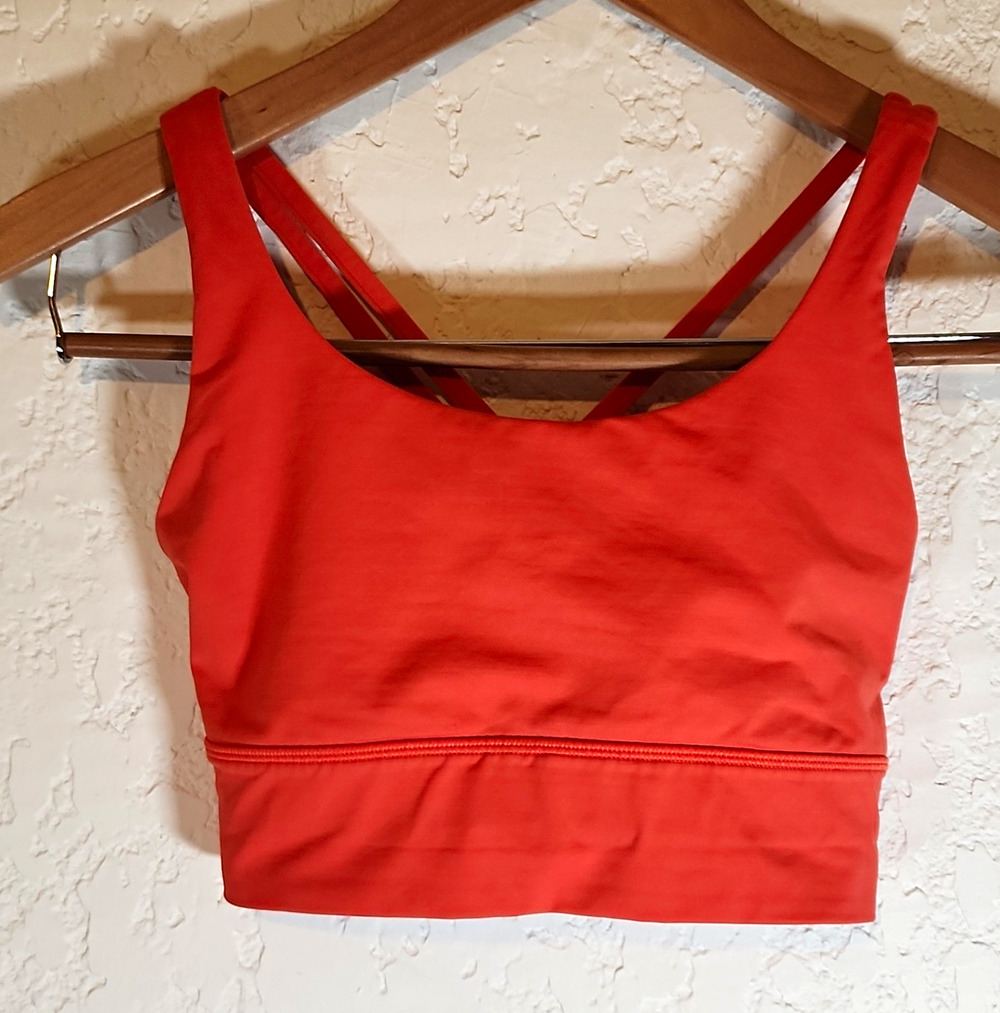 Lululemon‎ Energy Long Line Wireless Bra Color Orange Soda Size 6